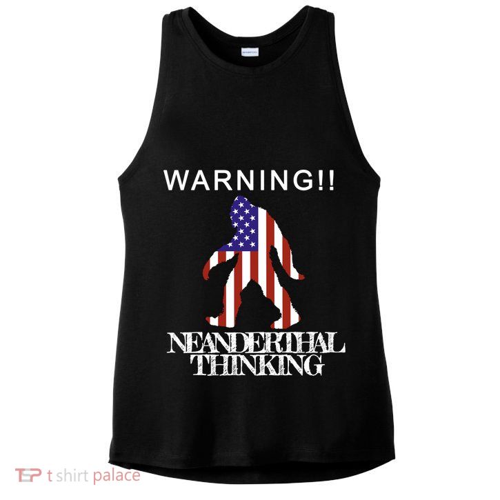 Warning Neanderthal Thinking Bigfoot Ladies PosiCharge Tri-Blend Wicking Tank