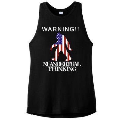 Warning Neanderthal Thinking Bigfoot Ladies PosiCharge Tri-Blend Wicking Tank