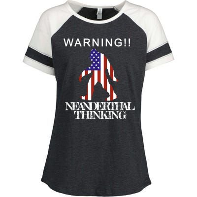 Warning Neanderthal Thinking Bigfoot Enza Ladies Jersey Colorblock Tee