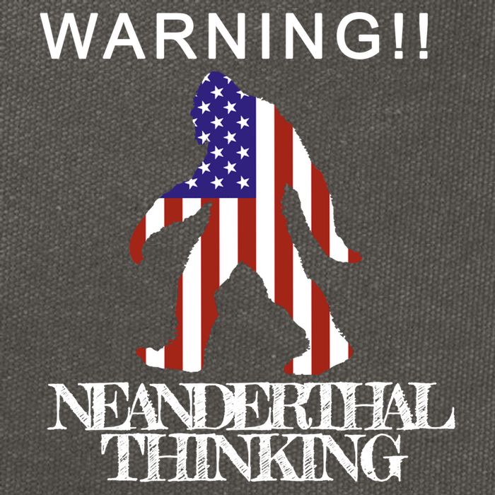Warning Neanderthal Thinking Bigfoot Cotton Canvas Backpack