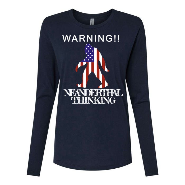 Warning Neanderthal Thinking Bigfoot Womens Cotton Relaxed Long Sleeve T-Shirt