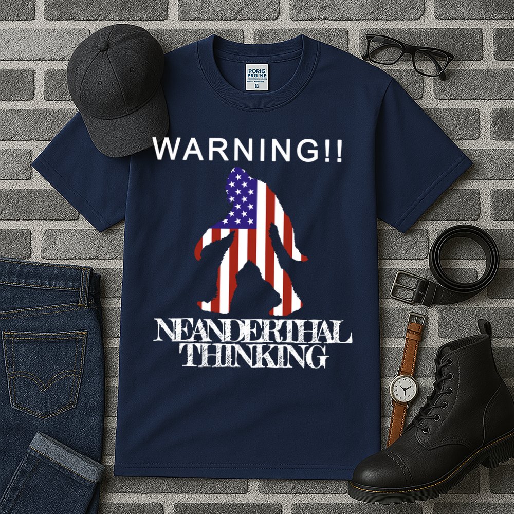 Warning Neanderthal Thinking Bigfoot Tall T-Shirt