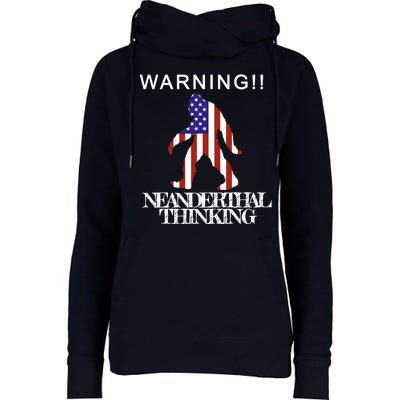 Warning Neanderthal Thinking Bigfoot Womens Funnel Neck Pullover Hood