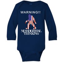 Warning Neanderthal Thinking Bigfoot Baby Long Sleeve Bodysuit