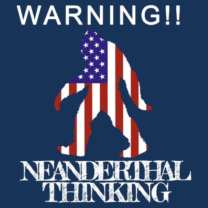 Warning Neanderthal Thinking Bigfoot Poster