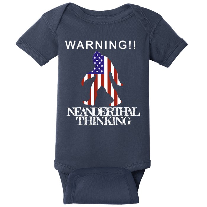 Warning Neanderthal Thinking Bigfoot Baby Bodysuit