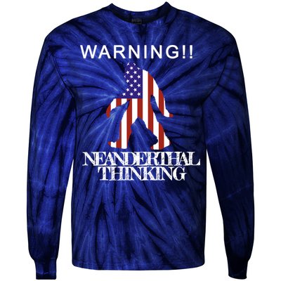 Warning Neanderthal Thinking Bigfoot Tie-Dye Long Sleeve Shirt
