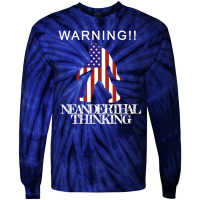 Warning Neanderthal Thinking Bigfoot Tie-Dye Long Sleeve Shirt