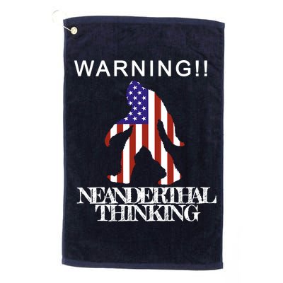Warning Neanderthal Thinking Bigfoot Golf Towel