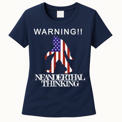 Warning Neanderthal Thinking Bigfoot Womens T-Shirt