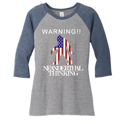 Warning Neanderthal Thinking Bigfoot Women's Tri-Blend 3/4-Sleeve Raglan Shirt