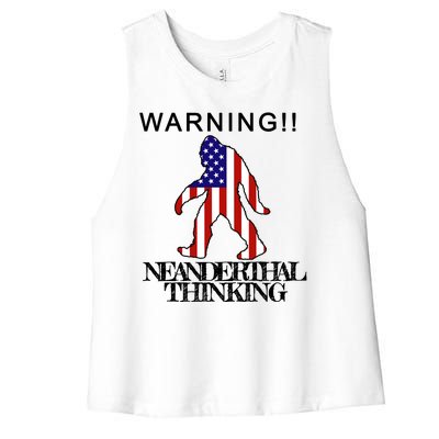 Warning Neanderthal Thinking Bigfoot Women's Racerback Cropped Tank