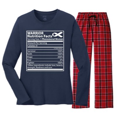 Warrior Nutrition Facts Serving Size 1 Phenomenal Woman Women's Long Sleeve Flannel Pajama Set 