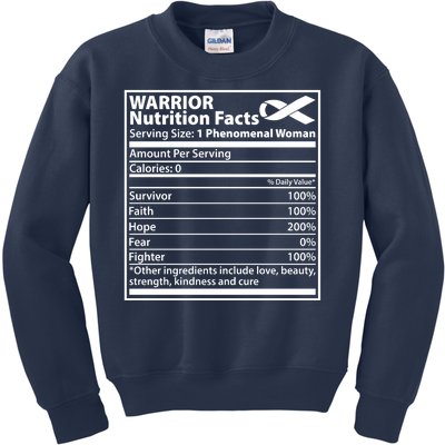 Warrior Nutrition Facts Serving Size 1 Phenomenal Woman Kids Sweatshirt