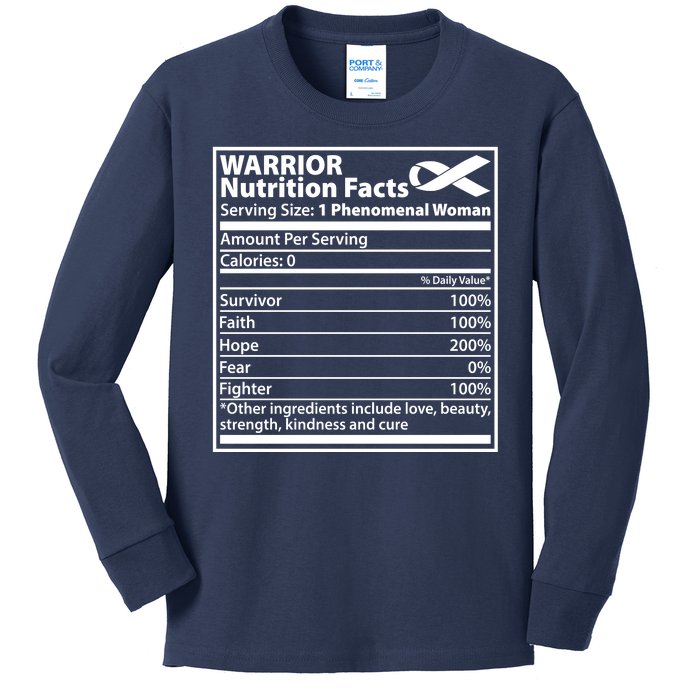 Warrior Nutrition Facts Serving Size 1 Phenomenal Woman Kids Long Sleeve Shirt