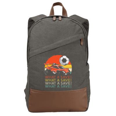 What a save Vintage Retro Rocket Soccer Car Cotton Canvas Backpack