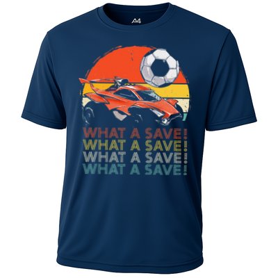 What a save Vintage Retro Rocket Soccer Car Performance Shirt