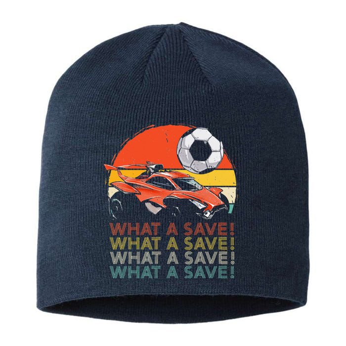 What a save Vintage Retro Rocket Soccer Car Sustainable Beanie