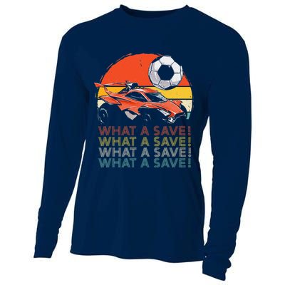 What a save Vintage Retro Rocket Soccer Car Cooling Performance Long Sleeve Crew