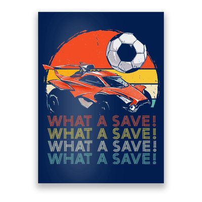 What a save Vintage Retro Rocket Soccer Car Poster