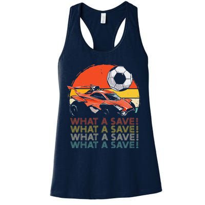 What a save Vintage Retro Rocket Soccer Car Womens Tank Top