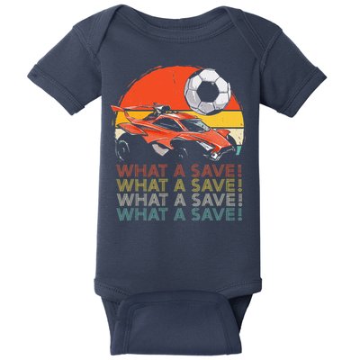 What a save Vintage Retro Rocket Soccer Car Baby Bodysuit