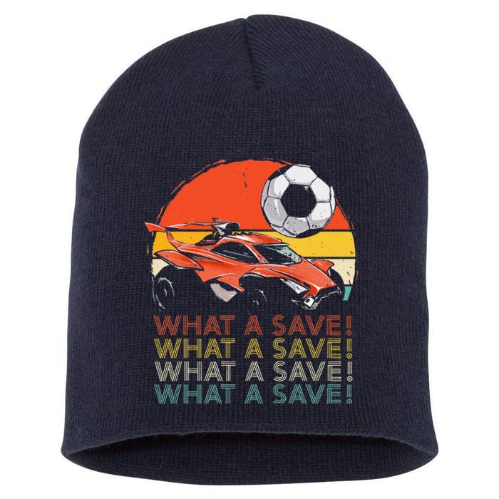 What a save Vintage Retro Rocket Soccer Car Short Acrylic Beanie