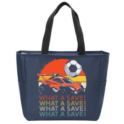What a save Vintage Retro Rocket Soccer Car Zip Tote Bag