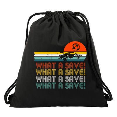 What A Save Vintage Retro Rocket Soccer Car League Drawstring Bag