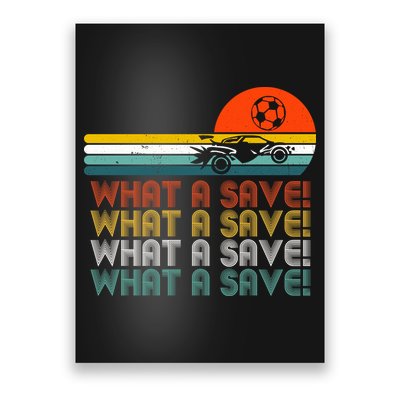 What A Save Vintage Retro Rocket Soccer Car League Poster