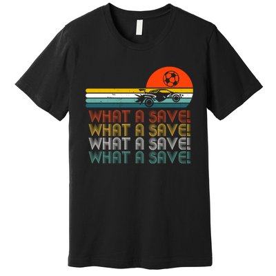 What A Save Vintage Retro Rocket Soccer Car League Premium T-Shirt