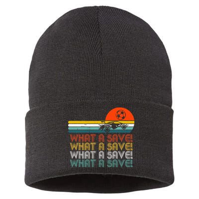 What A Save Vintage Retro Rocket Soccer Car League Sustainable Knit Beanie
