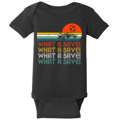 What A Save Vintage Retro Rocket Soccer Car League Baby Bodysuit