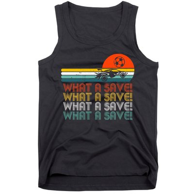 What A Save Vintage Retro Rocket Soccer Car League Tank Top