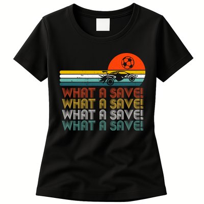 What A Save Vintage Retro Rocket Soccer Car League Womens T-Shirt