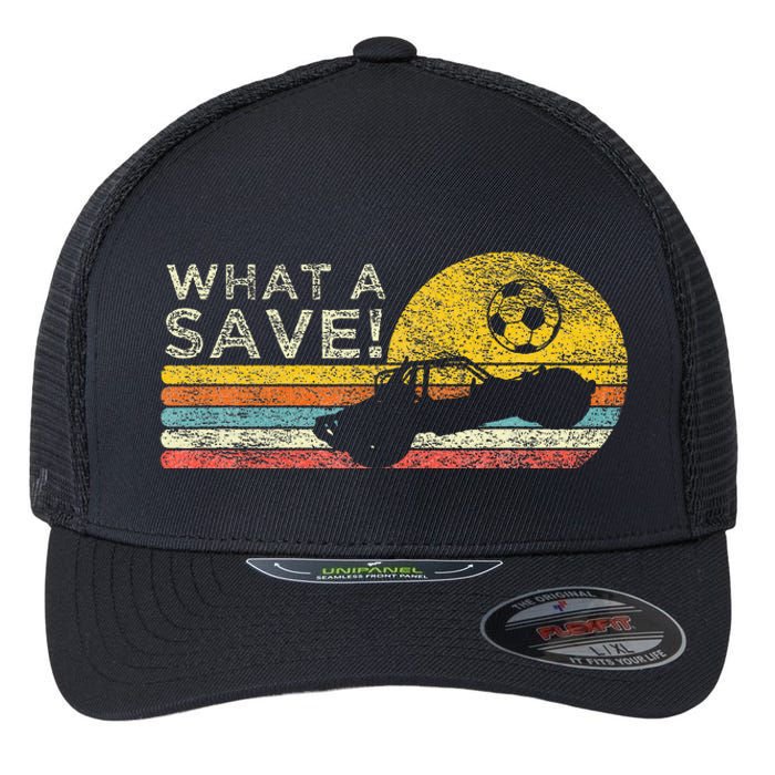 What A Save Vintage Retro Rocket Soccer Car League Flexfit Unipanel Trucker Cap