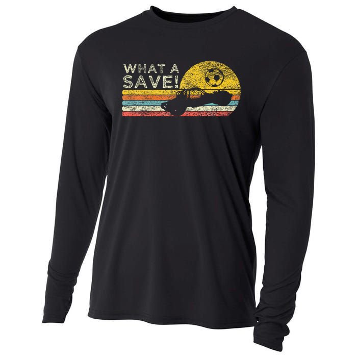 What A Save Vintage Retro Rocket Soccer Car League Cooling Performance Long Sleeve Crew