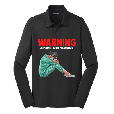 Warning A Stress Student Nurse At Nursing School Great Gift Silk Touch Performance Long Sleeve Polo