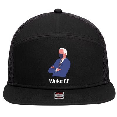 Woke Af Sleeping Joe Biden Sleepy Boi President Meaningful Gift 7 Panel Mesh Trucker Snapback Hat