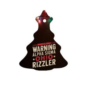 Warning A.L.P.H.A S.Ig.M.A Ohio Rizzler Trendy Slang Ceramic Tree Ornament