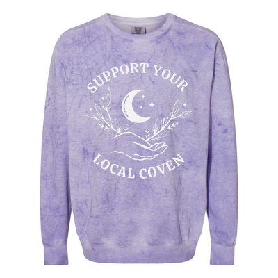 Witch Aesthetic Support Your Local Coven Colorblast Crewneck Sweatshirt