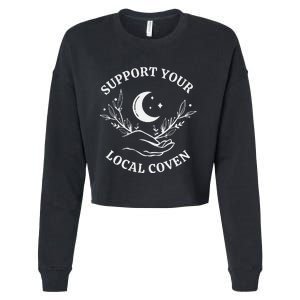 Witch Aesthetic Support Your Local Coven Cropped Pullover Crew