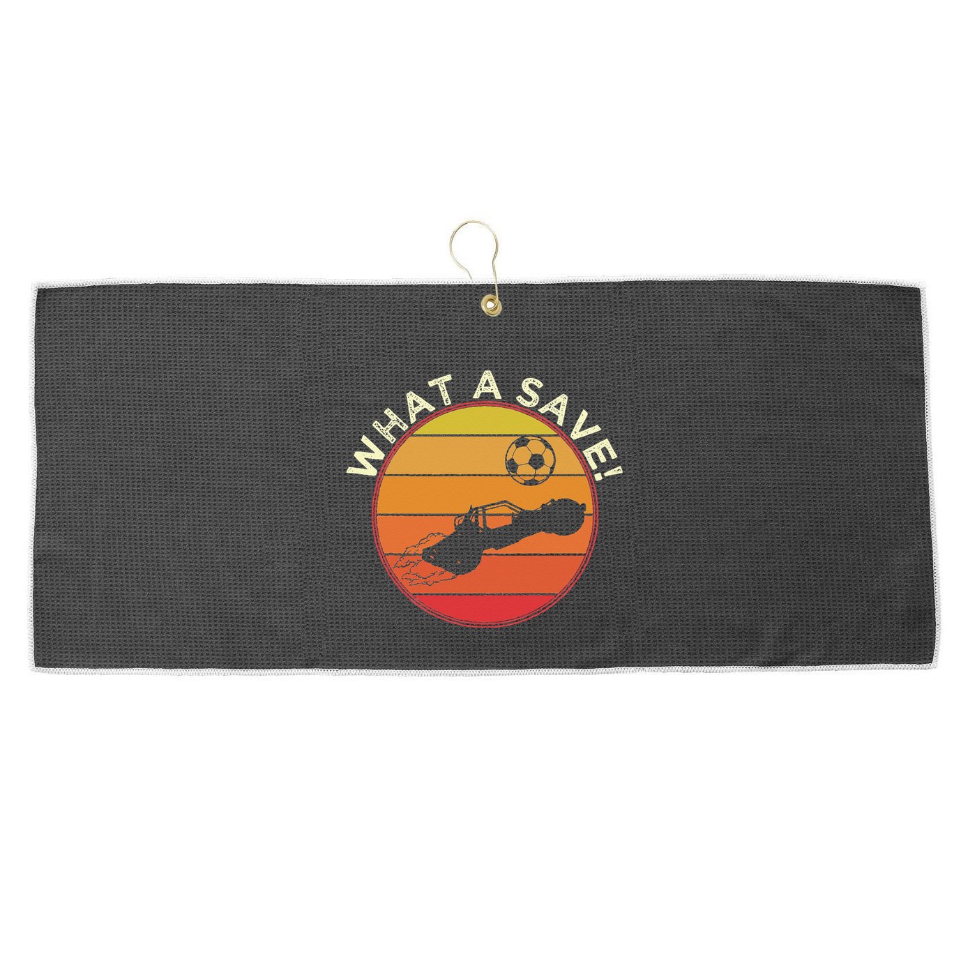 What A Save Vintage Retro Rocket Soccer Car League Large Microfiber Waffle Golf Towel