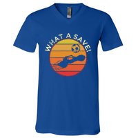 What A Save Vintage Retro Rocket Soccer Car League V-Neck T-Shirt