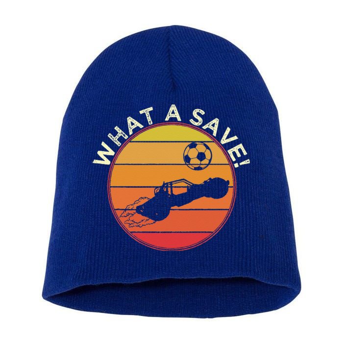 What A Save Vintage Retro Rocket Soccer Car League Short Acrylic Beanie