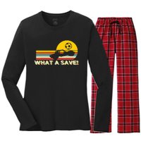 What a save Vintage Retro Rocket Soccer Car League Women's Long Sleeve Flannel Pajama Set 