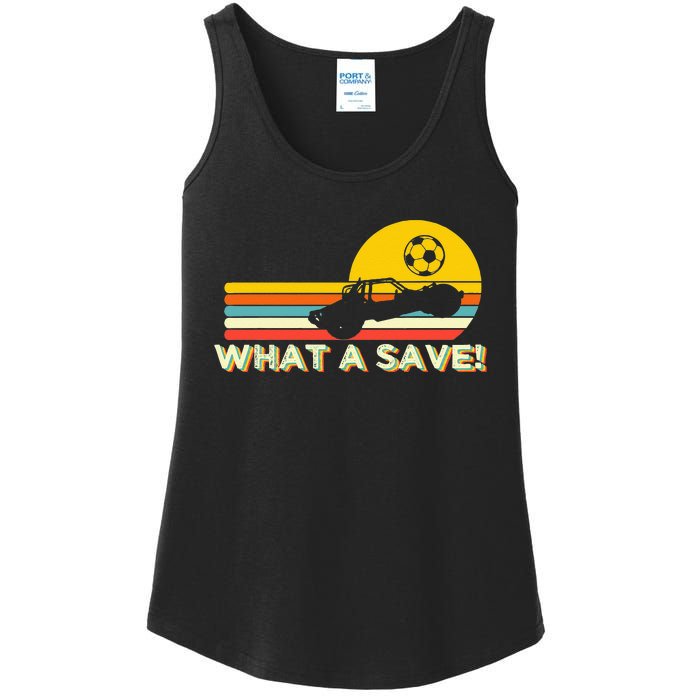 What a save Vintage Retro Rocket Soccer Car League Ladies Essential Tank