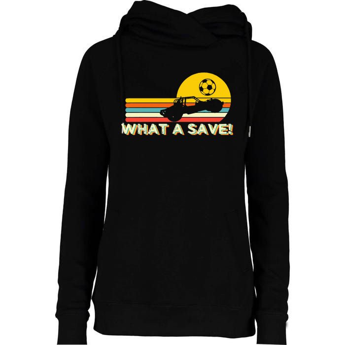 What a save Vintage Retro Rocket Soccer Car League Womens Funnel Neck Pullover Hood