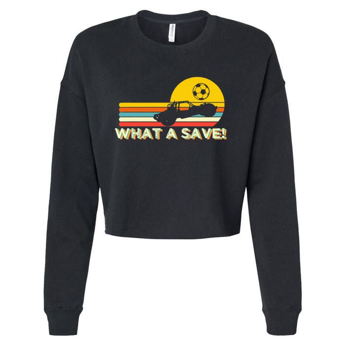 What a save Vintage Retro Rocket Soccer Car League Cropped Pullover Crew