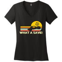 What a save Vintage Retro Rocket Soccer Car League Women's V-Neck T-Shirt